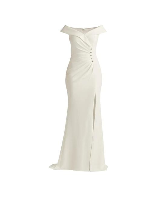 Tadashi Shoji White Embellished Slit Dress