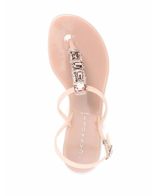 Casadei Multicolor Crystal-Embellished Jelly Sandals