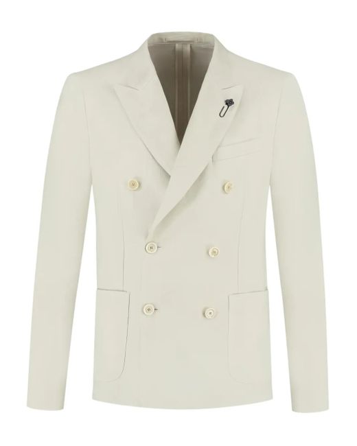 Lardini White Double-Breasted Patch-Pocket Blazer for men
