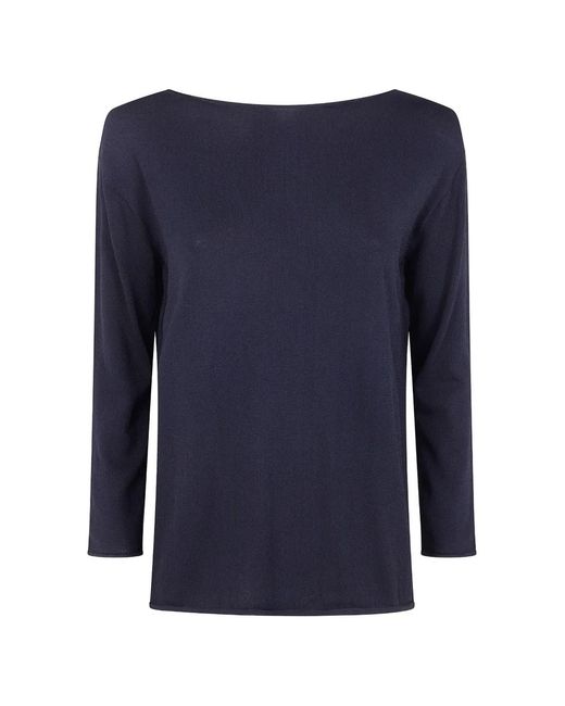 Liviana Conti Blue Boat Neck Knitwear