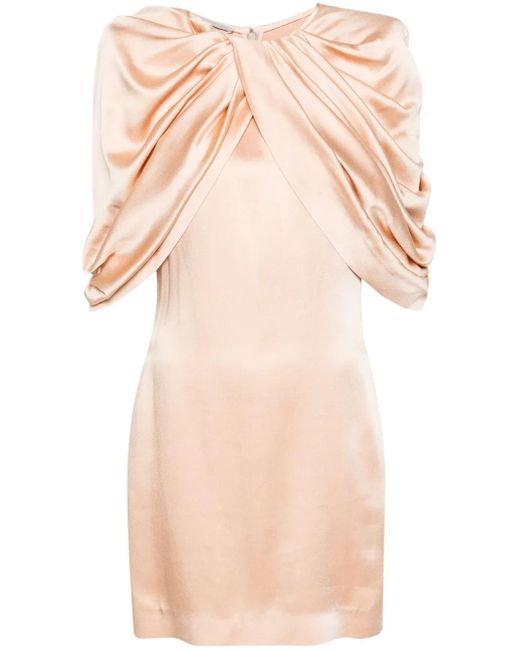 Stella McCartney Natural Draped Satin Mini Dress