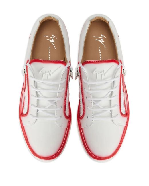 Giuseppe Zanotti Pink Frankie Seam-Detail Double-Zip Low-Top Sneakers for men