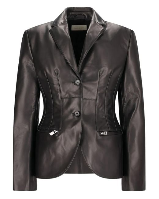 Blazer En Cuir À Détails De Coutures Magda Butrym en coloris Black