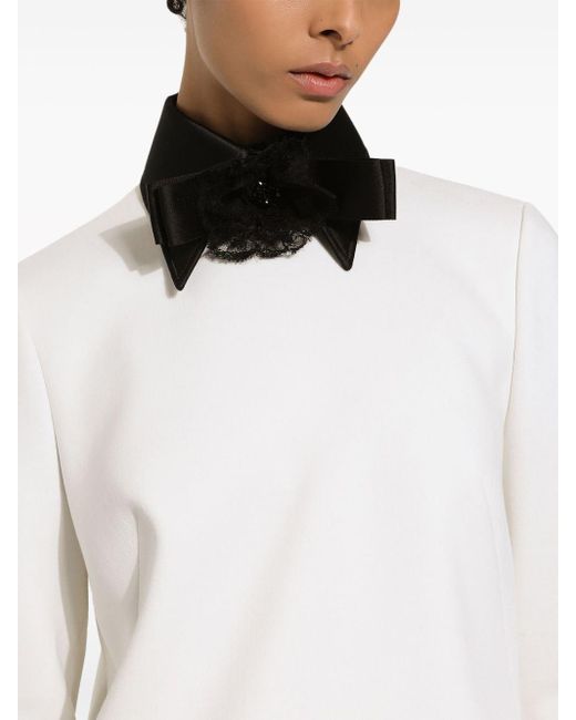 Vestido corto con aplique de lazo Dolce & Gabbana de color White