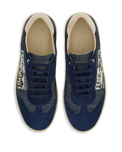 Ferragamo Blue Sneakers mit Logo-Print