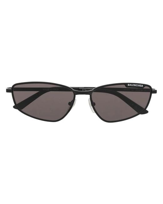 Balenciaga Gray Logo-Engraved Rectangular-Frame Sunglasses
