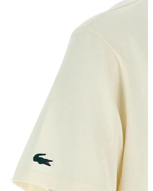 Lacoste White X Daniil Medvedev Crocodile-Print Crewneck T-Shirt for men