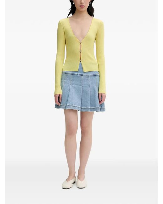 From Future Yellow Ribbed-Knit Cardigan