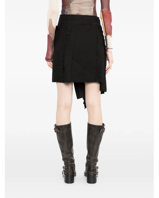 OPEN YY Black Pleated Wrapped Mini Skirt