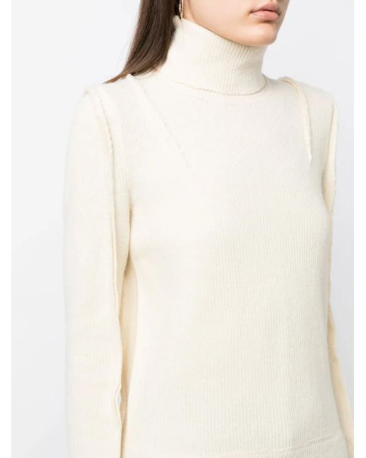 R13 White Roll-Neck Ribbed-Knit Jumper