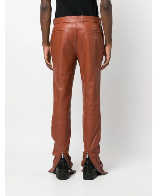 Off-White c/o Virgil Abloh Red Lea Buckled Leather Trousers for men
