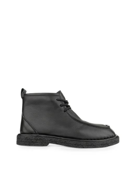 Linda Baumann Black Lace-Up Leather Ankle Boots