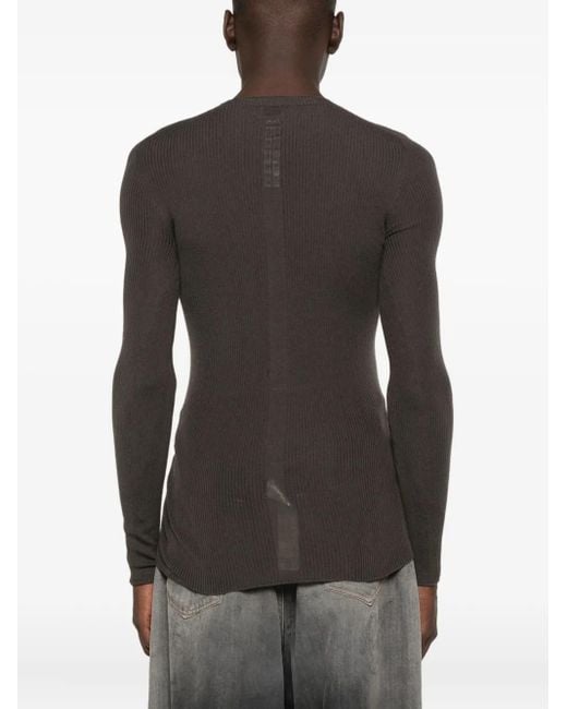 Rick Owens Gray Ribbed Round Neck for men