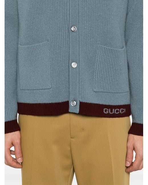 Gucci Blue Wool Cardigan for men