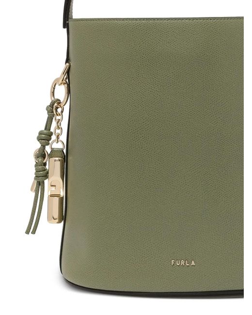 Furla Green Small Roxie Leather Charm Tote Bag