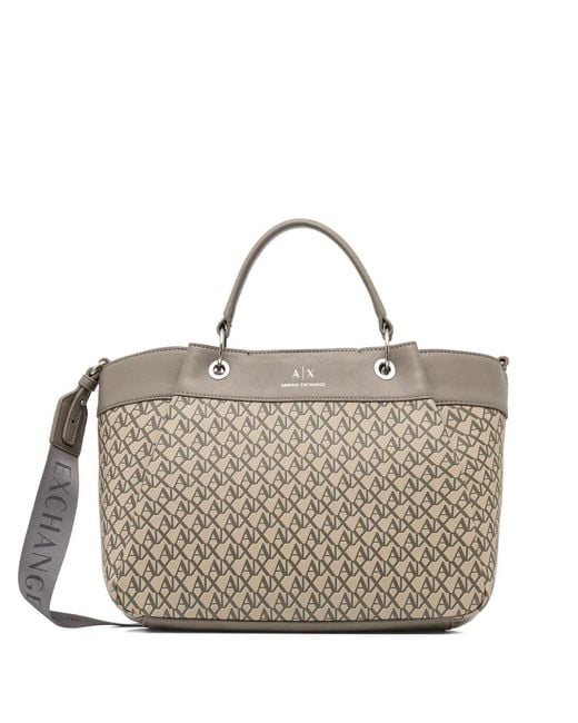 ARMANI EXCHANGE White Allover-Pattern Tote Bag