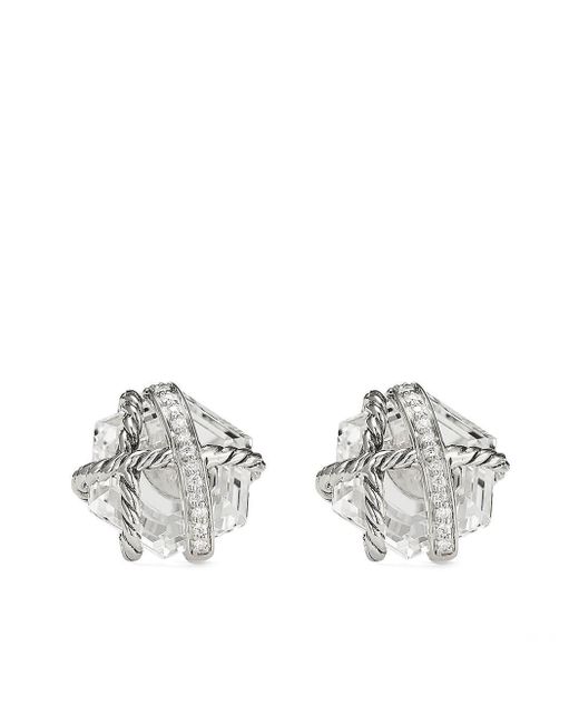 David Yurman Metallic Crystal-wrap Stud Earrings