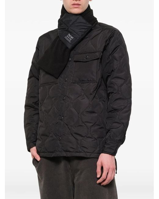 Taion Black Reversible Quilted-Down Scarf for men