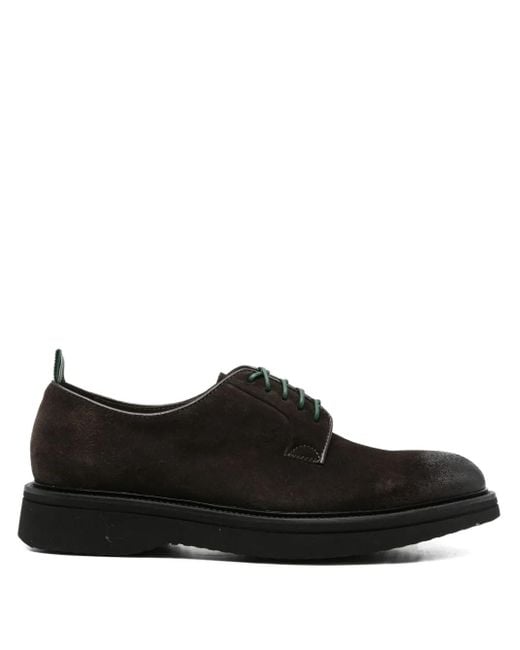 Green George Black Suede Derby Shoes for men