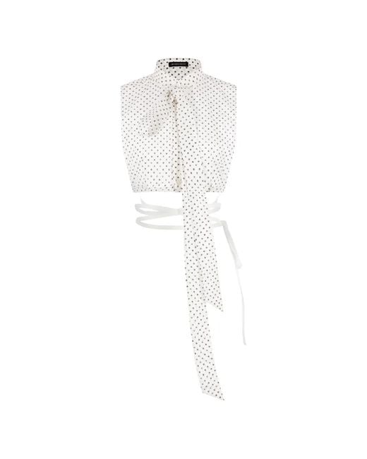Ann Demeulemeester White Polka-Dot Tie Top