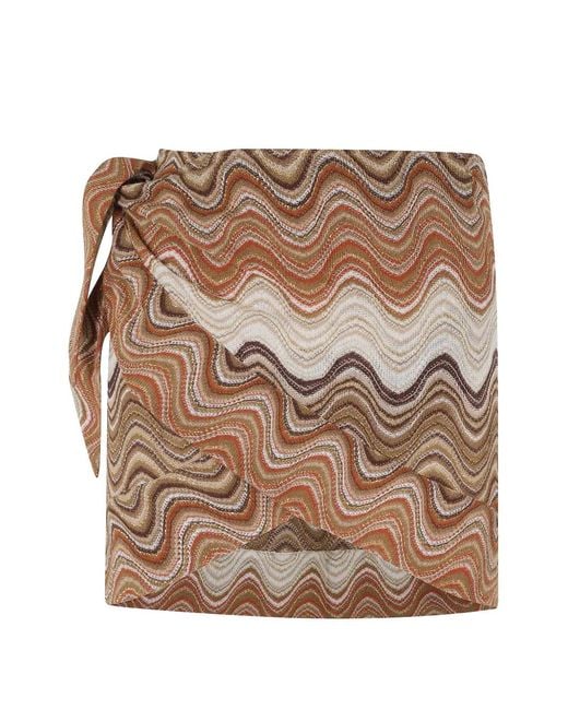 Mc2 Saint Barth Brown Angie Zig-Zag Wrap Skirt