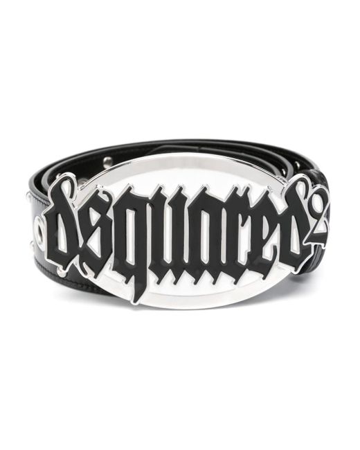 DSquared² Black Gothic Logo Leather Belt