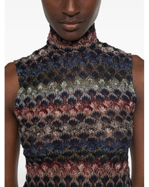 Missoni Gray Zigzag-Knit High-Neck Top