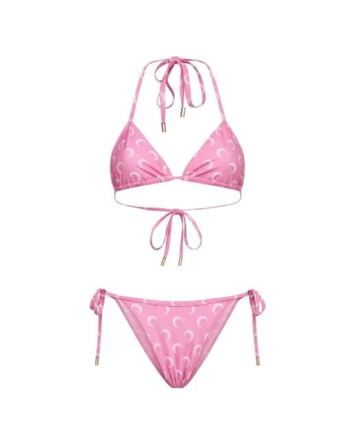 MARINE SERRE Pink Swimwear Jersey Bikini Set
