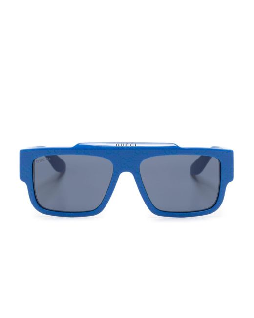 Gucci GG Supreme Sonnenbrille mit eckigem Gestell in Blue für Herren