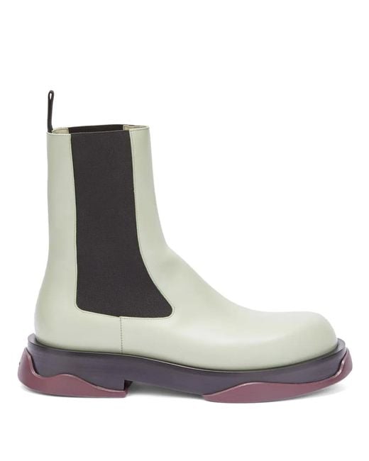 Jil Sander White Round-Toe Leather Ankle Boots for men