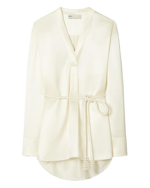 Tory Burch White V-Neck Blouse