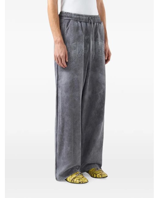 Gcds Gray Studded Logo-Patch Track Pants for men