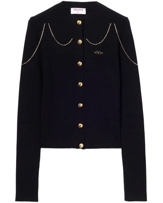 Emilio Pucci Black Chain-Embellished Cardigan