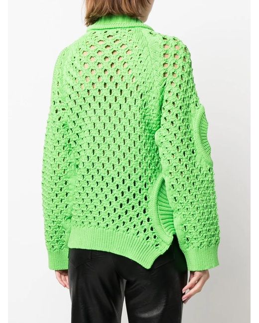Stella McCartney Green Oversized Textured Mesh Jumper