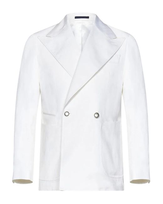 Franzese Collection White Scarface Double-Breasted Peak-Lapel Blazer for men