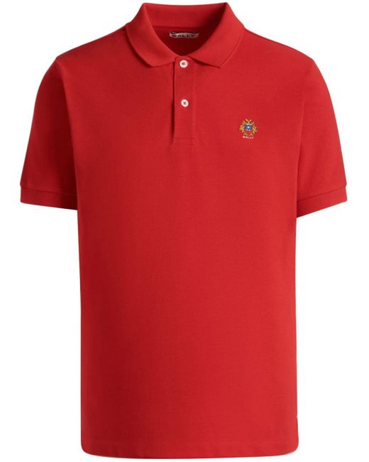 Polo en coton biologique à logo brodé Bally pour homme en coloris Red