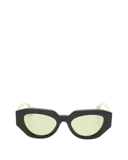 Gucci Green Double G Geometric-Frame Sunglasses