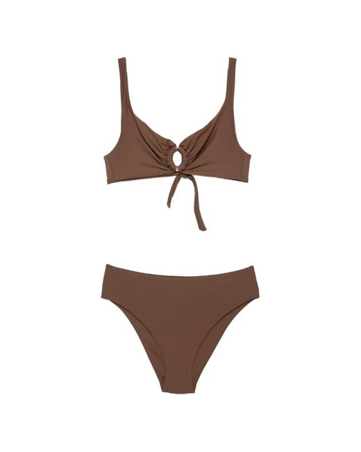 Fisico White Ring-Detail Tie-Fastening Bikini