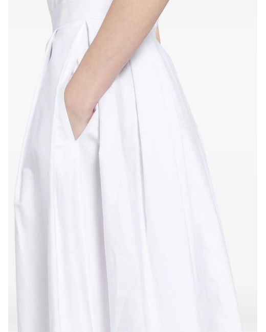 Elie Saab White Embroidered Pleated Dress