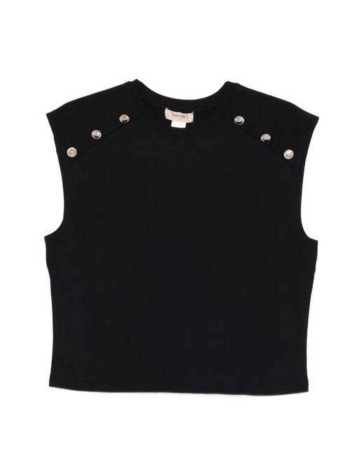 Twinset Black Button-Embellishment Top