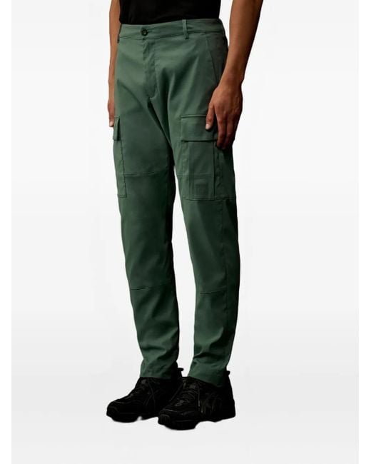C P Company Green Cargo-Pocket Trousers for men