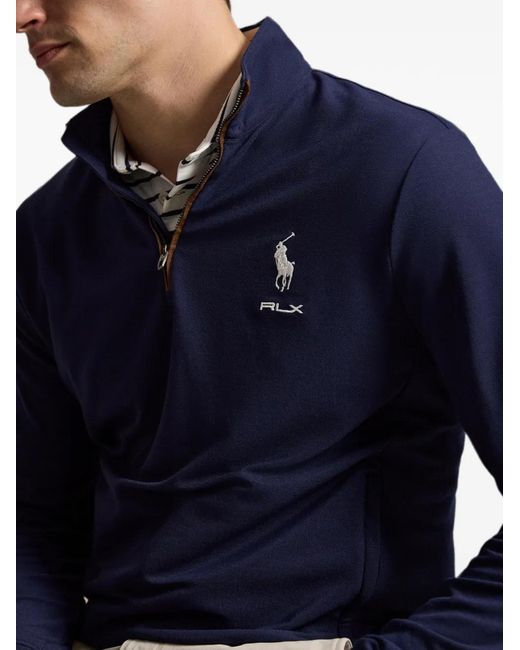 Ralph Lauren Blue Polo Pony Half-Zip Sweater for men