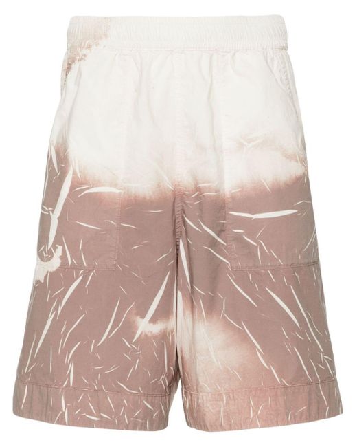 Stone Island Natural Loose Wide Leg Printed Shorts for men