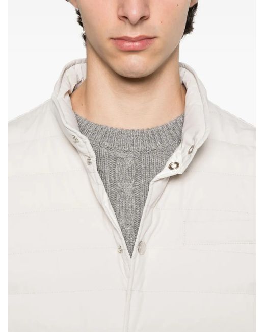Brunello Cucinelli White Nylon Down Vest for men