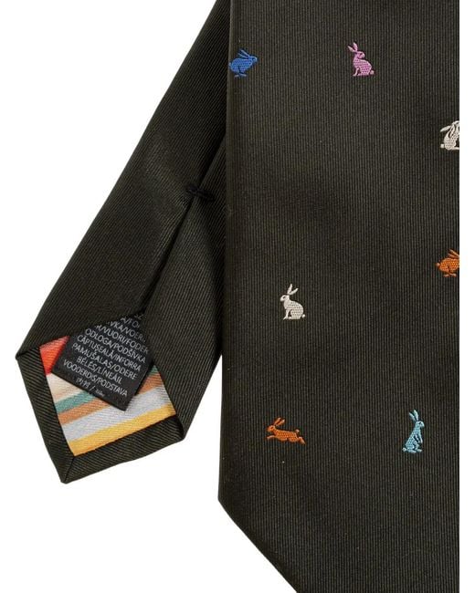 Paul Smith Black Rabbit Silk Tie for men