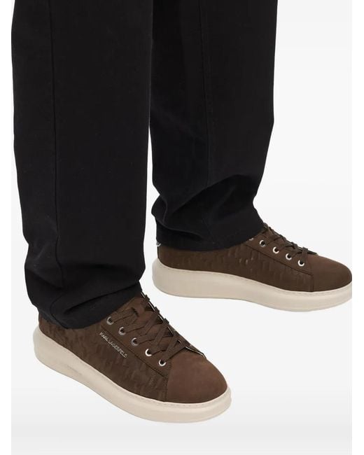 Karl Lagerfeld Brown Kapri Monogram Embossed Sneakers for men