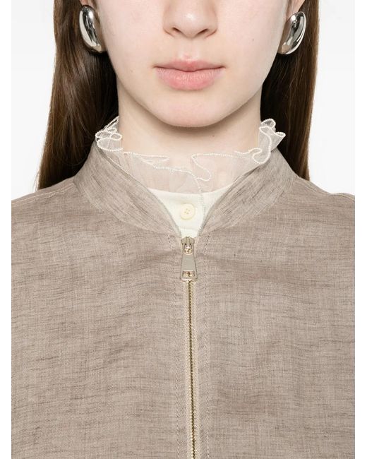 Fabiana Filippi Natural Embellished Bomber Jacket