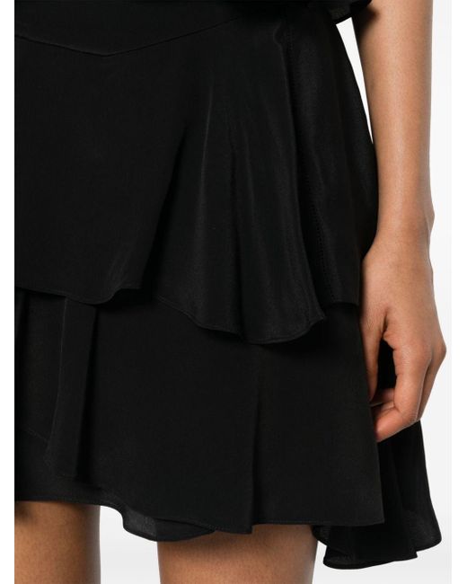 IRO Black Ruffled Flared Mini Skirt