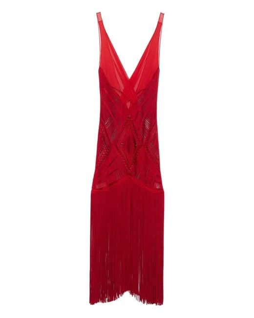 The Attico Embroidered Tulle Midi Dress