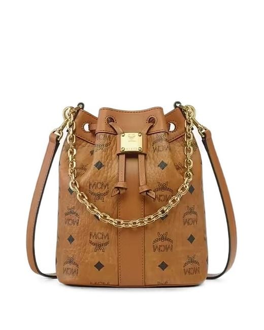 MCM Brown Mini Dessau Monogram-Print Shoulder Bag